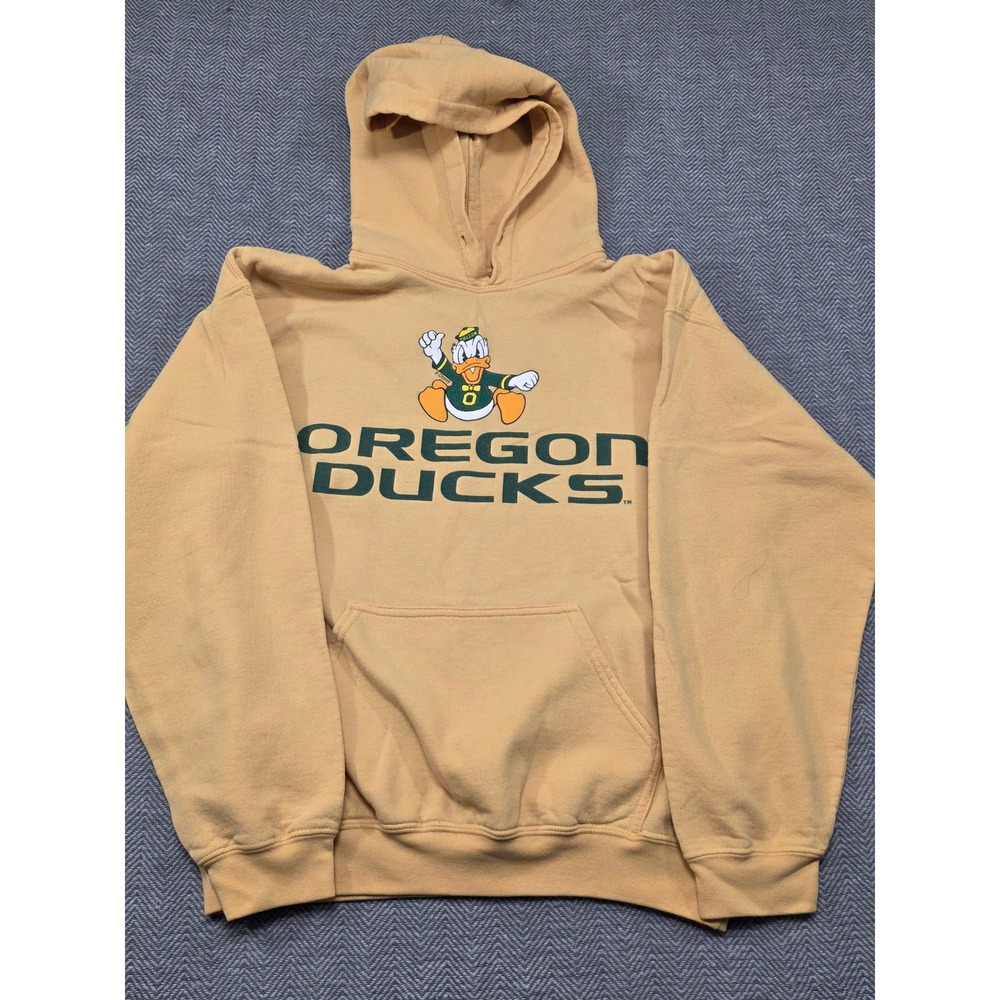 Oregon Ducks Donald Duck Hoodie Sweatshirt Adult Medium Tan Pullover